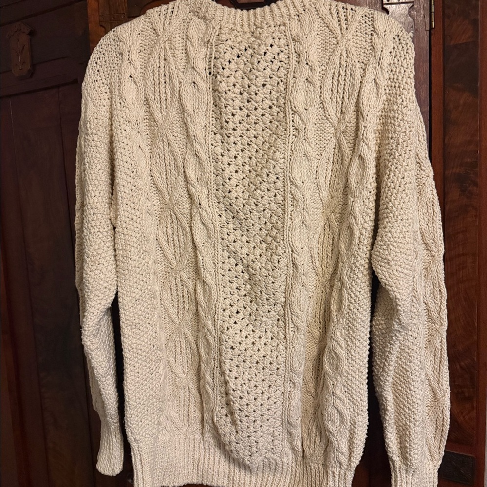 WinterSilks Women's Cable Knit Cream Sweater (2) - Picture 2 of 12